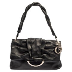 Dior Black Leather Demi Lune Flap Shoulder Bag