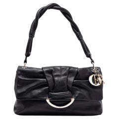 Dior Black Leather Demi Lune Flap Shoulder Bag