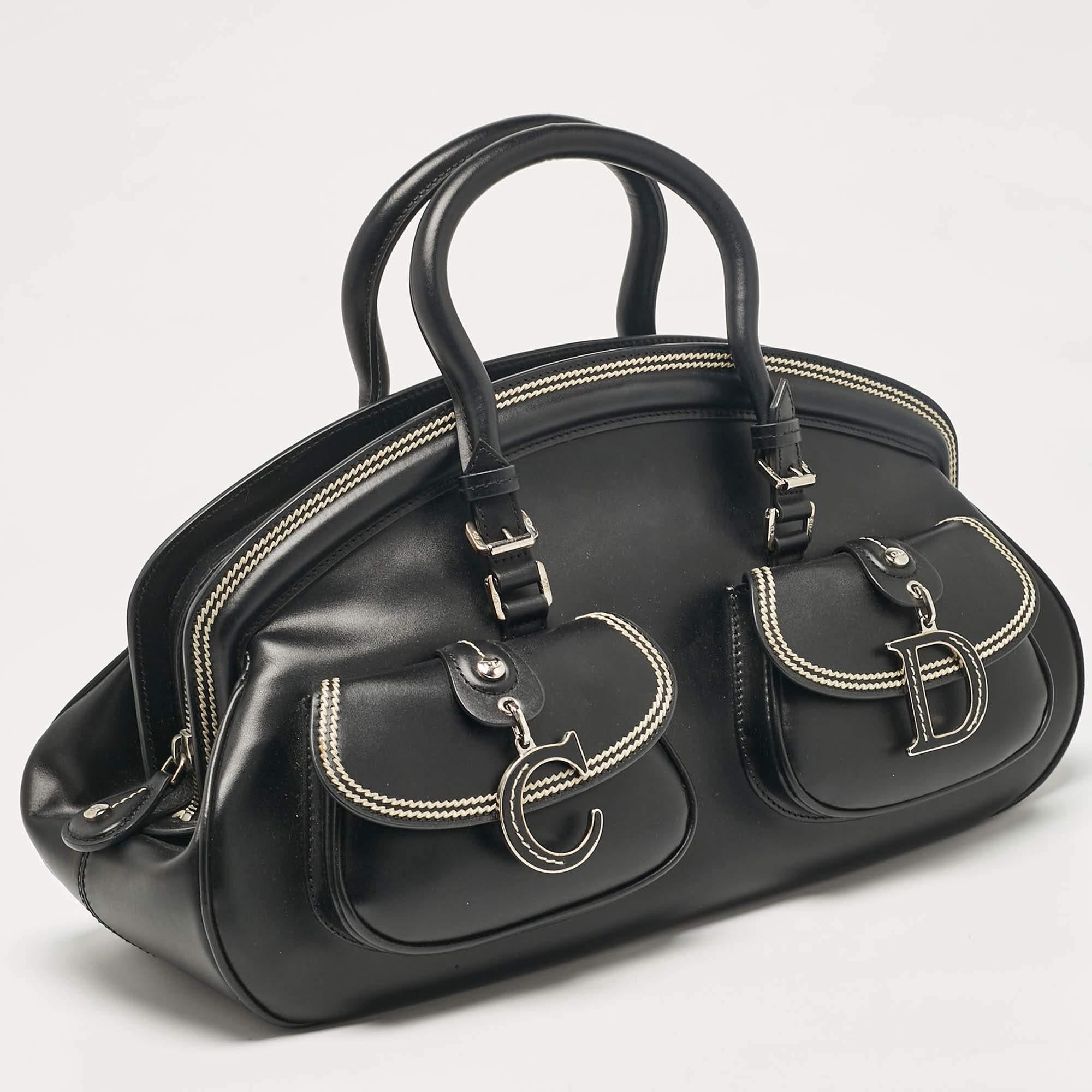 Dior Black Leather Detective Satchel In Excellent Condition In Dubai, Al Qouz 2