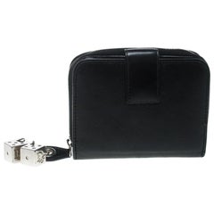 Dior Black Leather Dice Charm Zip Compact Wallet