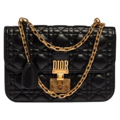 Dior Black Leather Dioraddict Flap Shoulder Bag