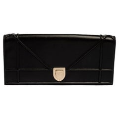 Dior Black Leather Diorama Chain Clutch