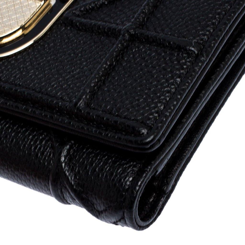 Dior Black Leather Diorama Trifold Wallet 6