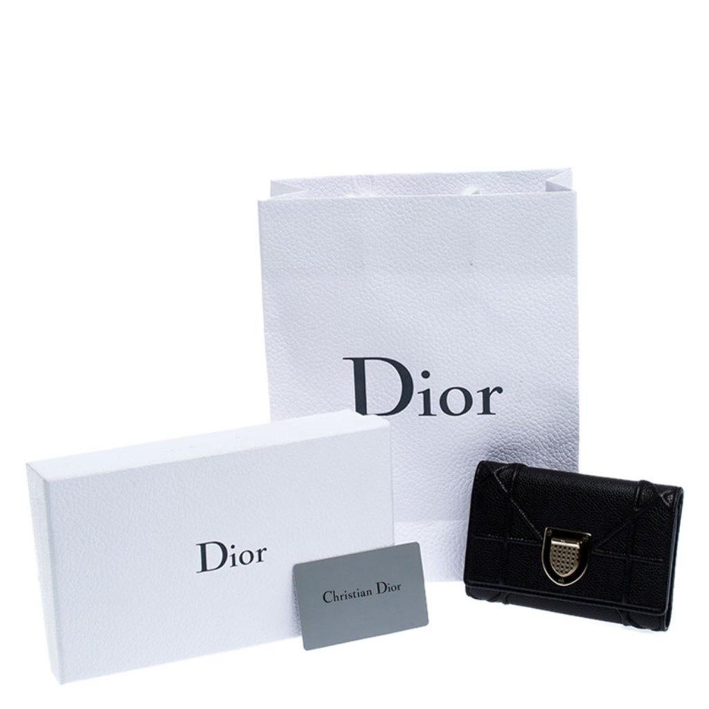 Dior Black Leather Diorama Trifold Wallet 7
