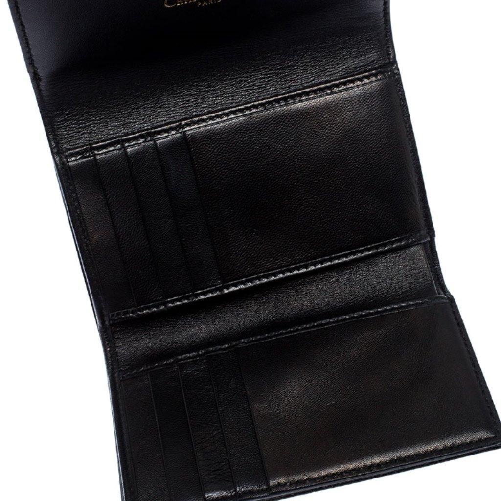 Dior Black Leather Diorama Trifold Wallet 1