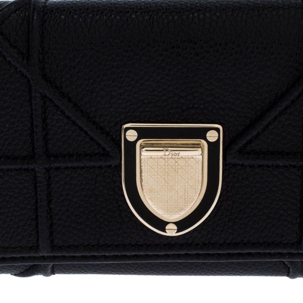 Dior Black Leather Diorama Trifold Wallet 3