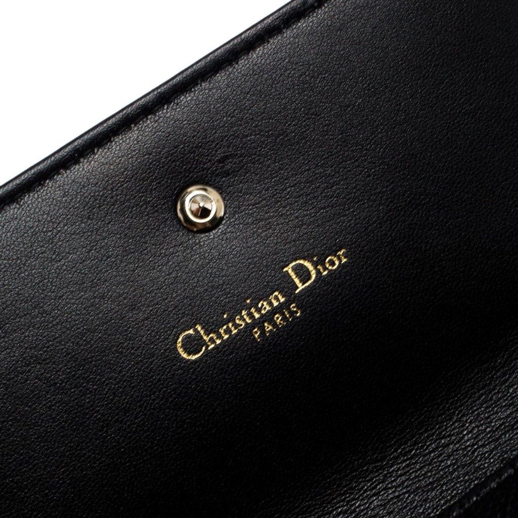 Dior Black Leather Diorama Trifold Wallet 4