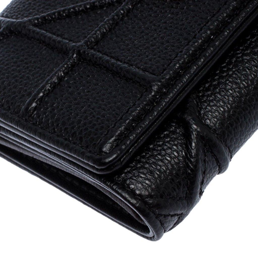 Dior Black Leather Diorama Trifold Wallet 5