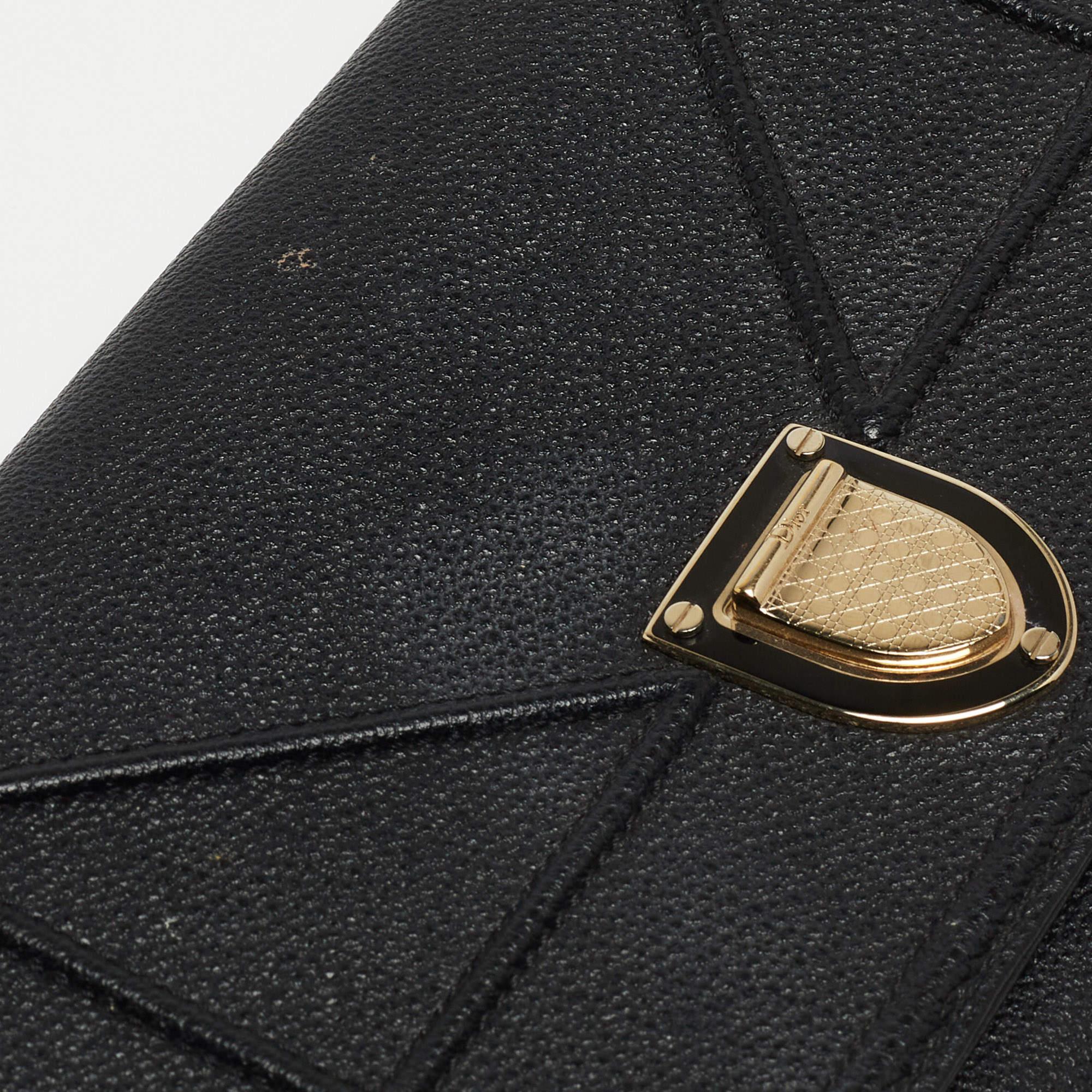 Dior Black Leather Diorama Wallet For Sale 7