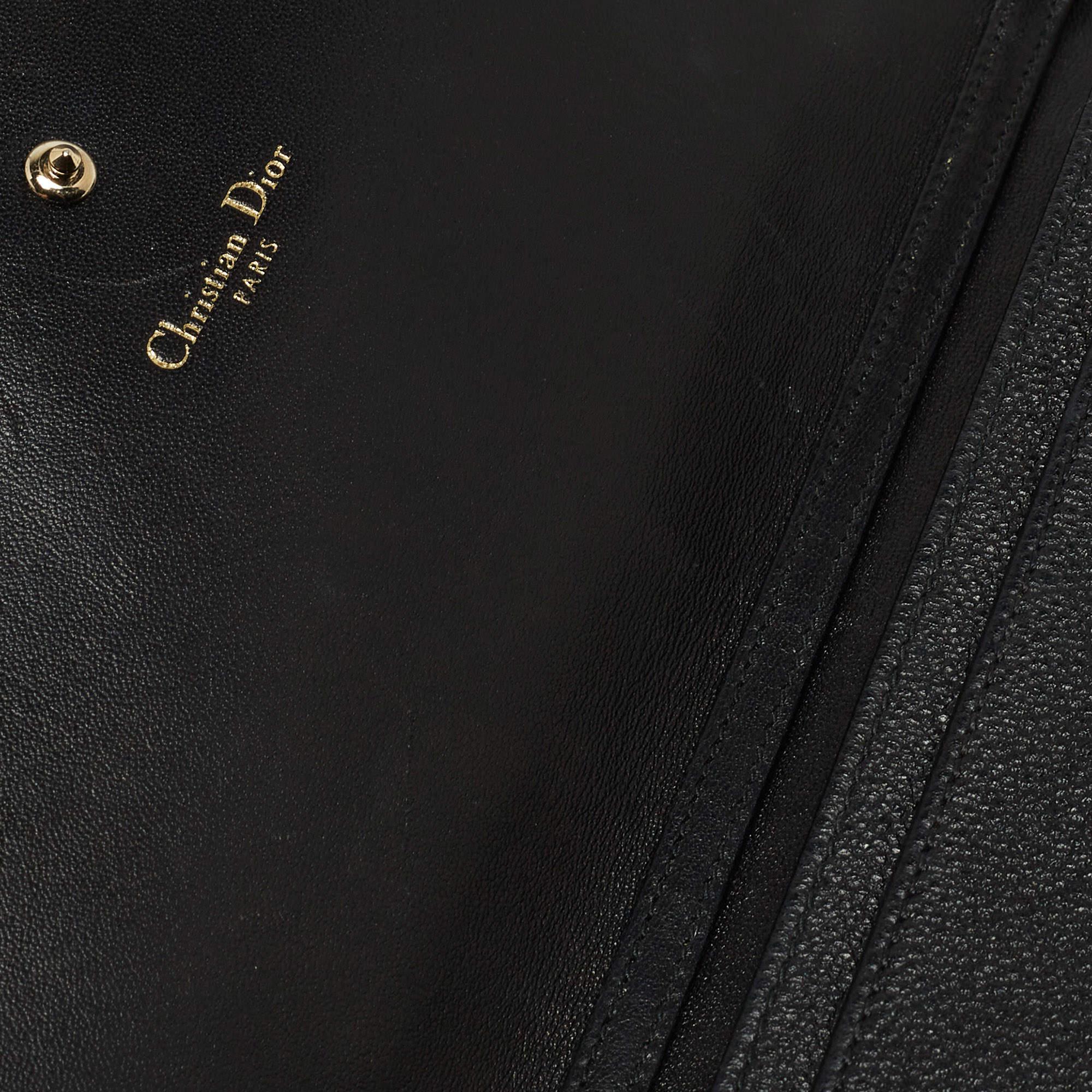 Dior Black Leather Diorama Wallet For Sale 9