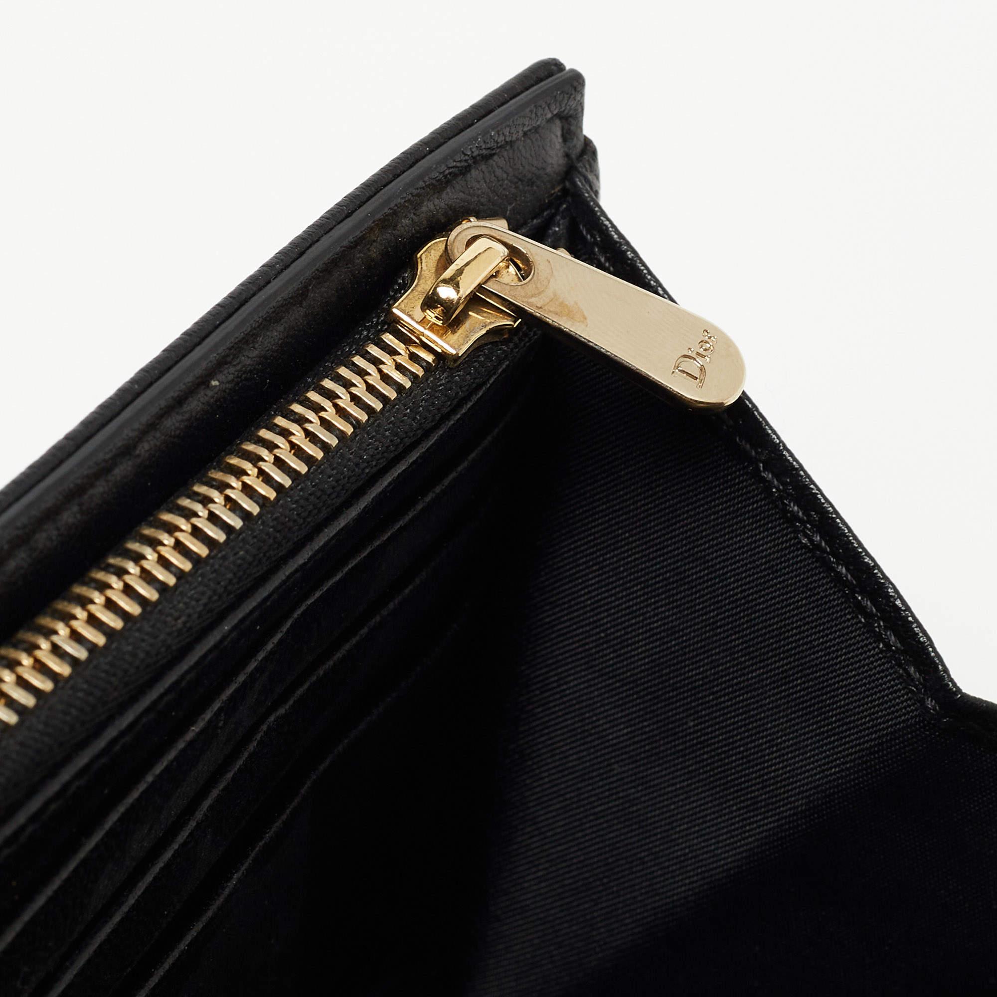 Dior Black Leather Diorama Wallet For Sale 2