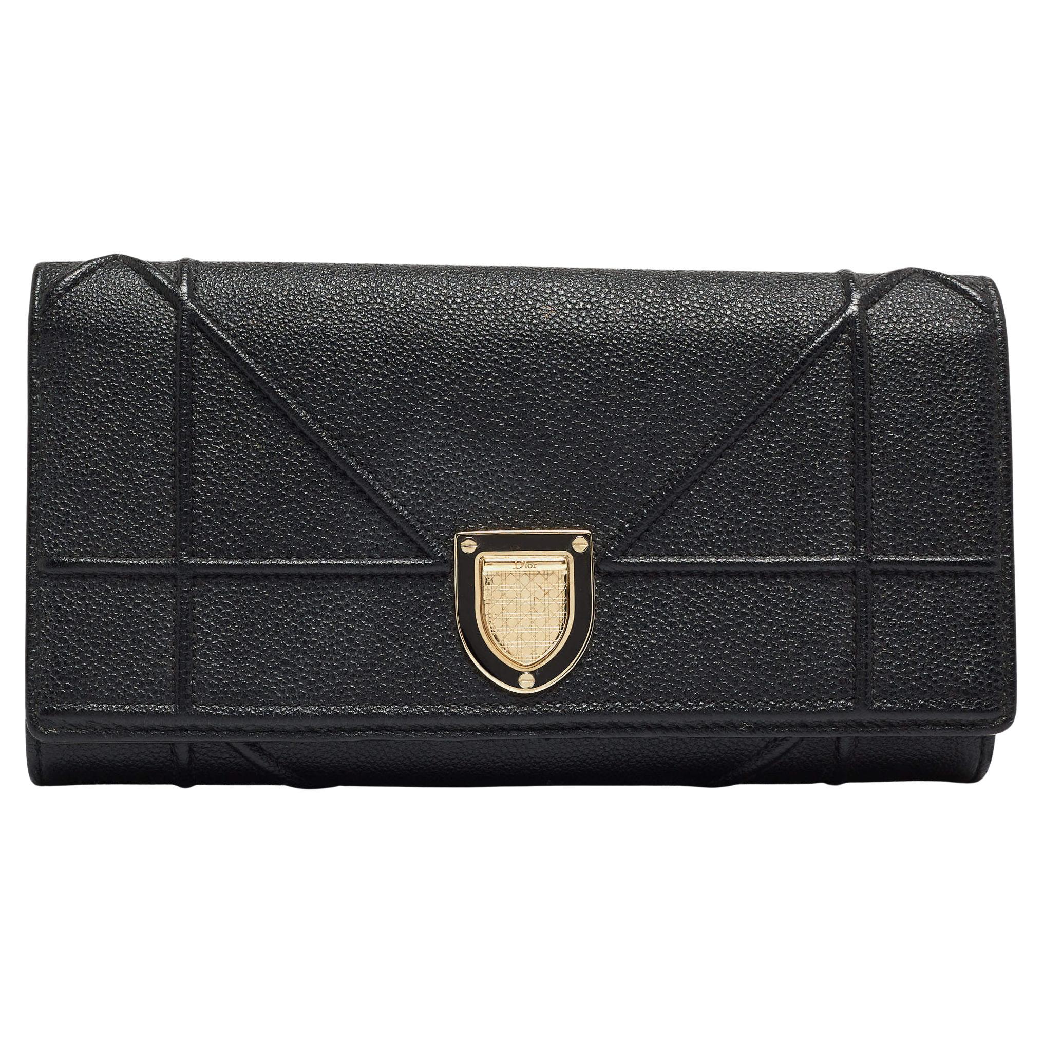 Dior Black Leather Diorama Wallet