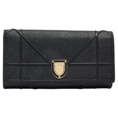 Used Dior Black Leather Diorama Wallet