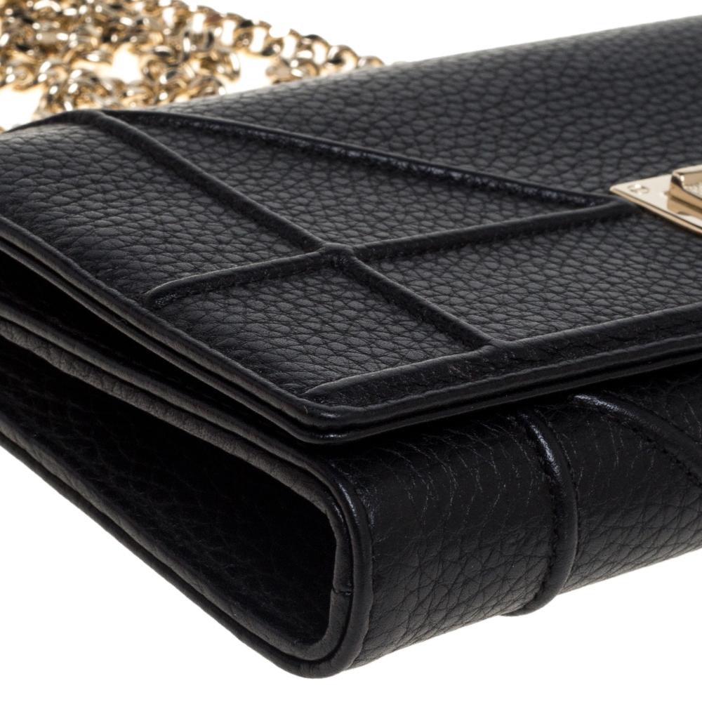 Dior Black Leather Diorama Wallet on Chain 6