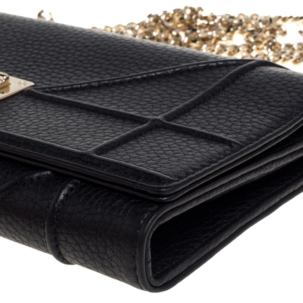 Dior Black Leather Diorama Wallet on Chain 7