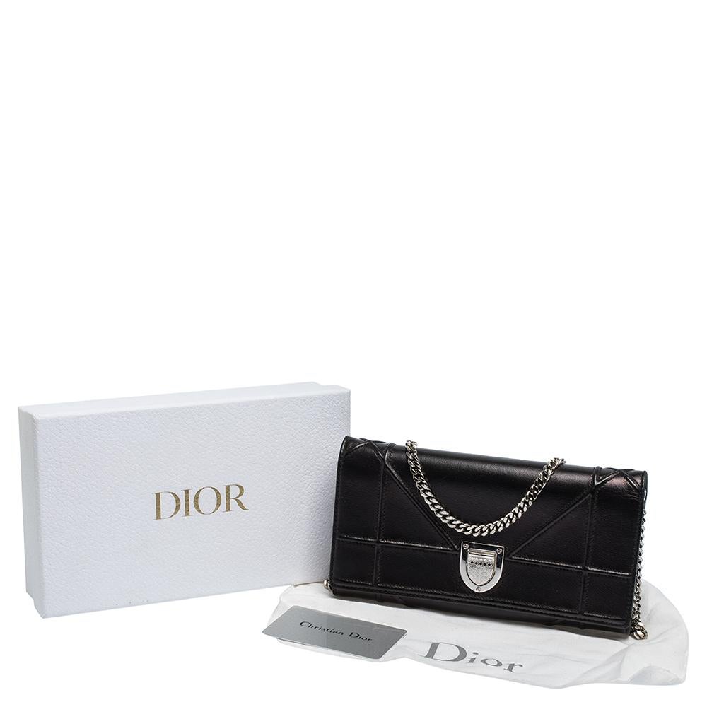 Dior Black Leather Diorama Wallet on chain 8
