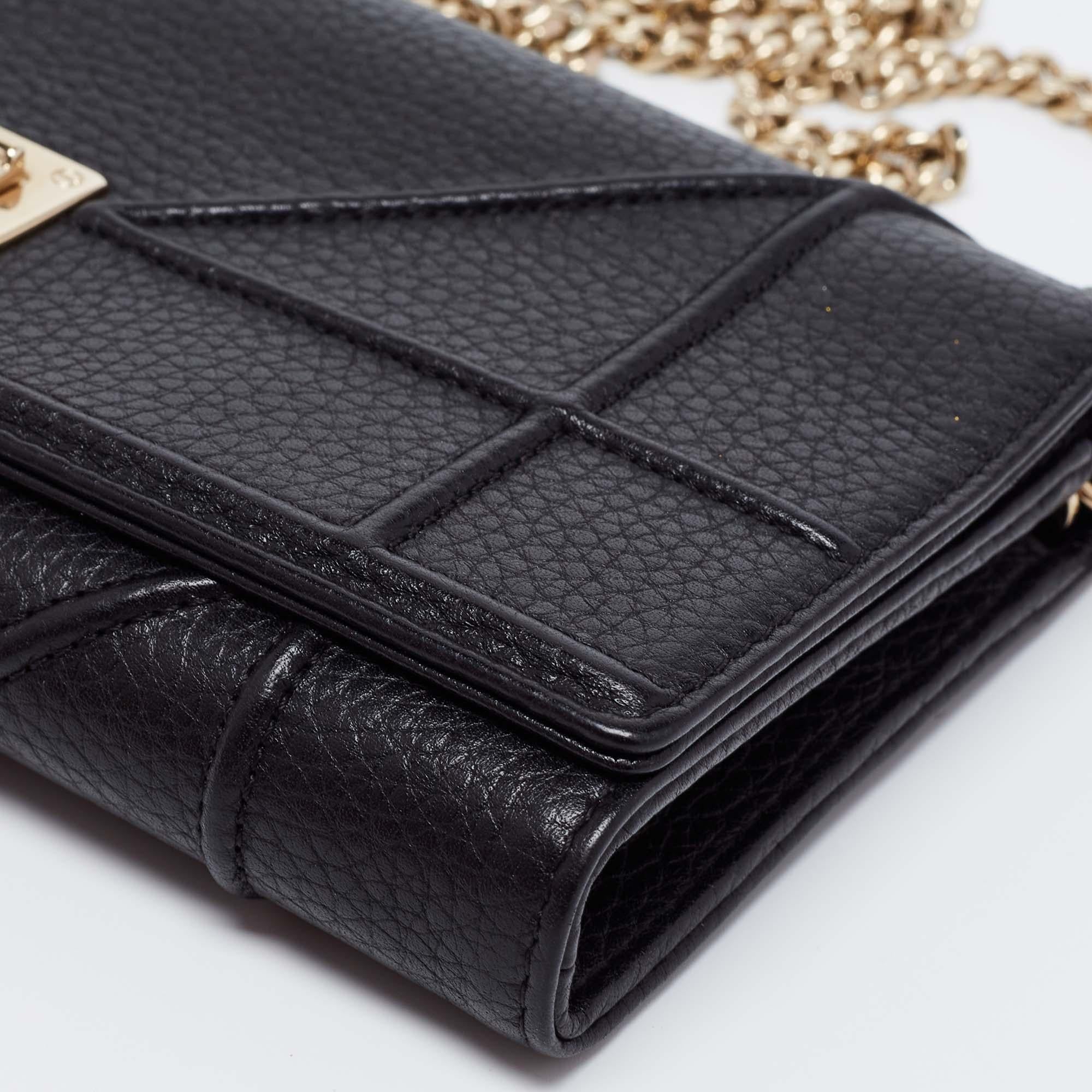 Dior Black Leather Diorama Wallet on Chain 2