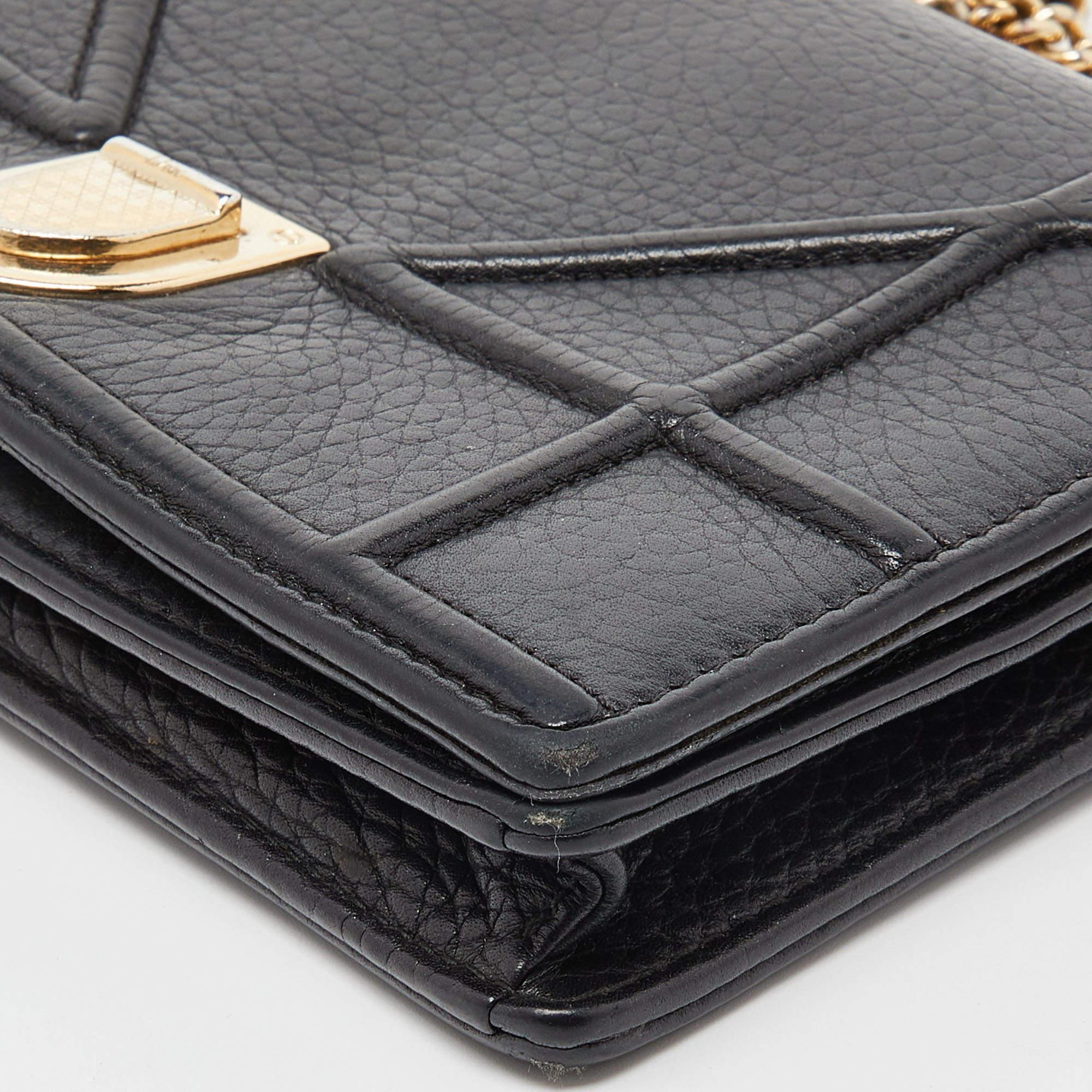 Dior Black Leather Diorama Wallet on Chain For Sale 2