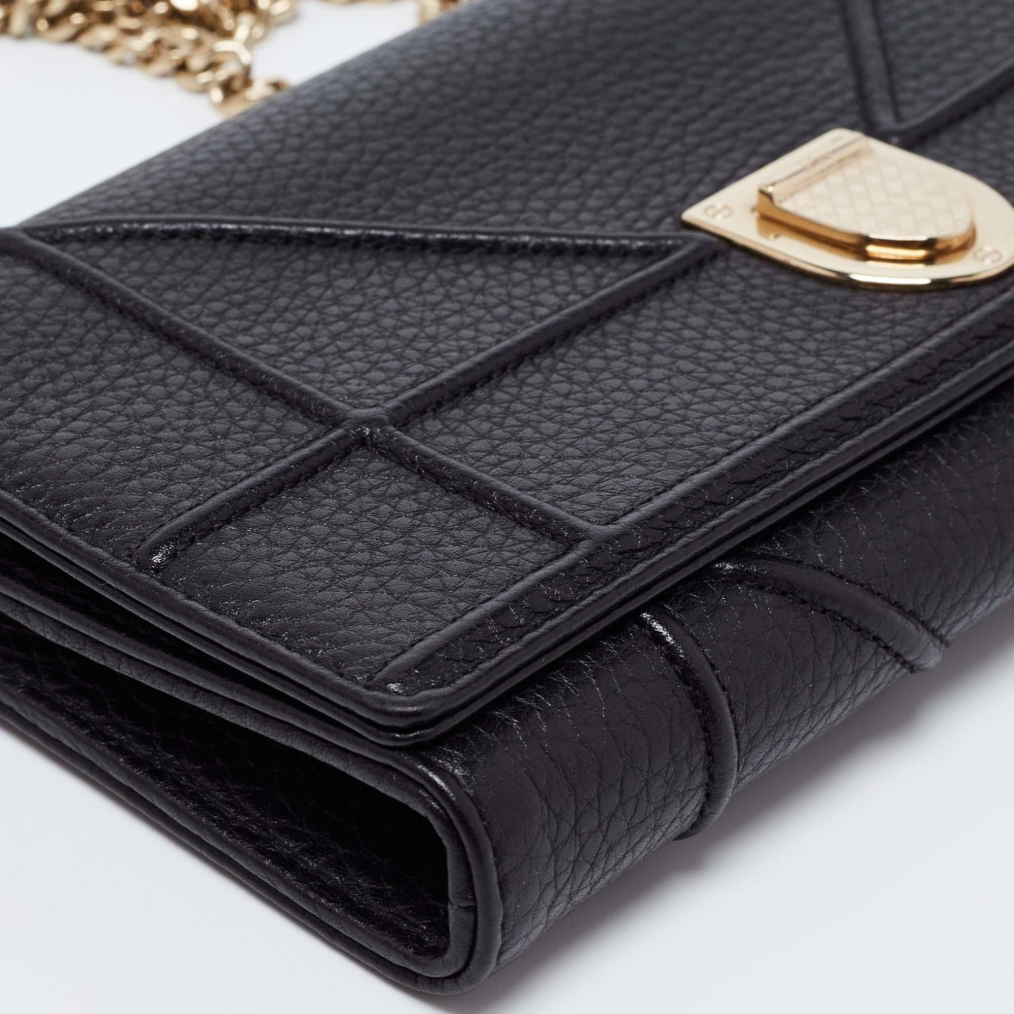 Dior Black Leather Diorama Wallet on Chain 3