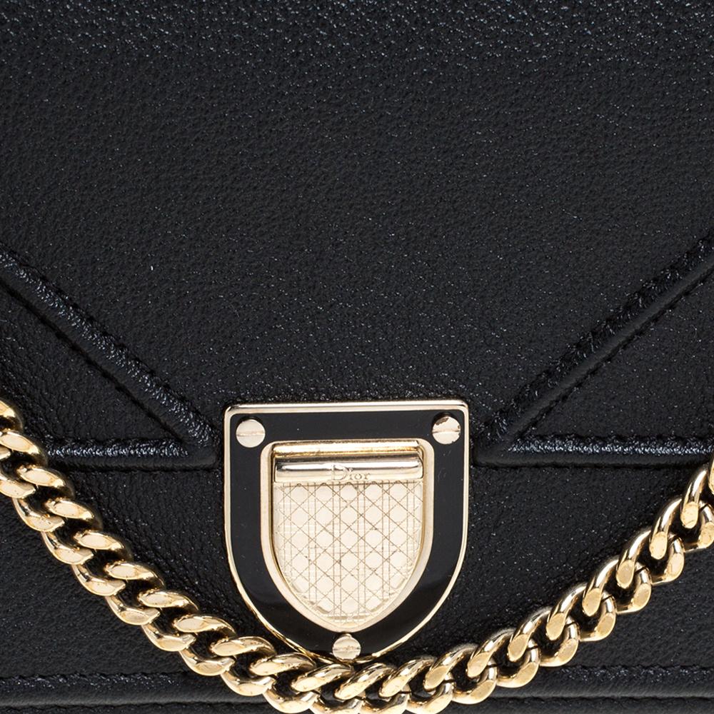 Dior Black Leather Diorama Wallet on Chain 4