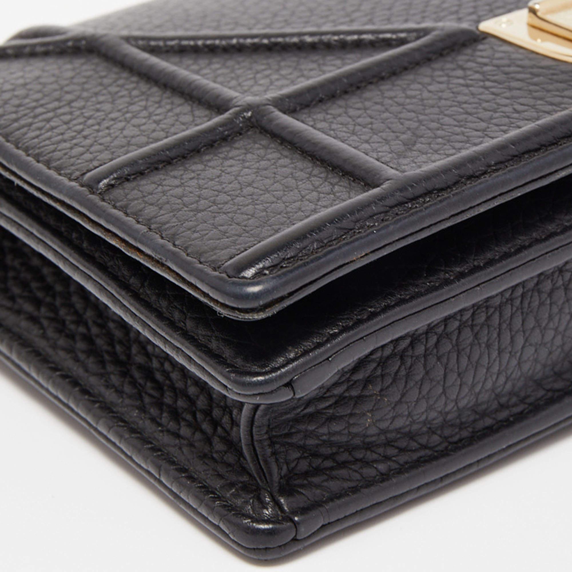 Dior Black Leather Diorama Wallet on Chain 5