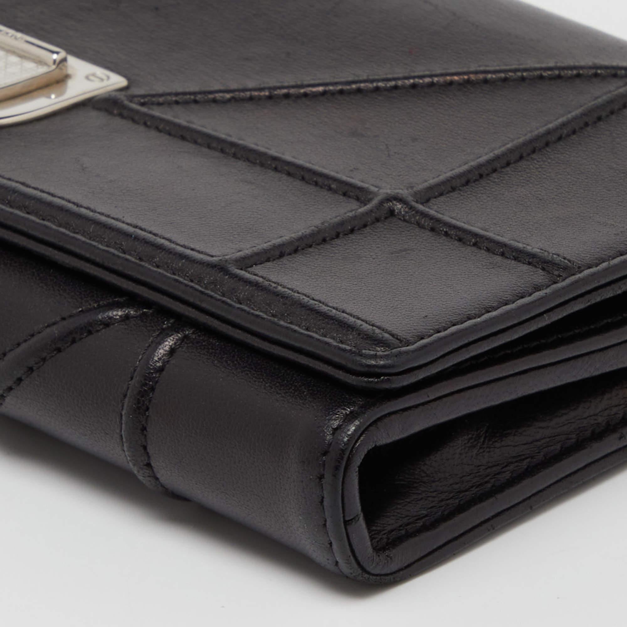 Dior Diorama Brieftasche aus schwarzem Leder an Kette, Diorama 5