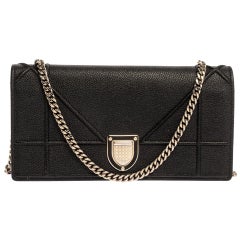 Dior Black Leather Diorama Wallet On Chain