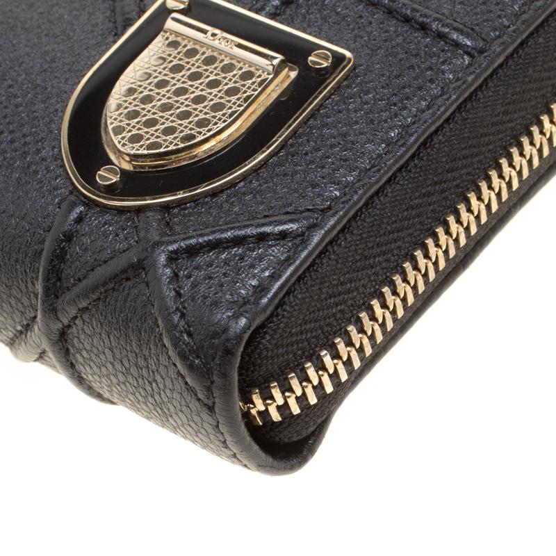Women's Dior Black Leather Diorama Zip Around Wallet