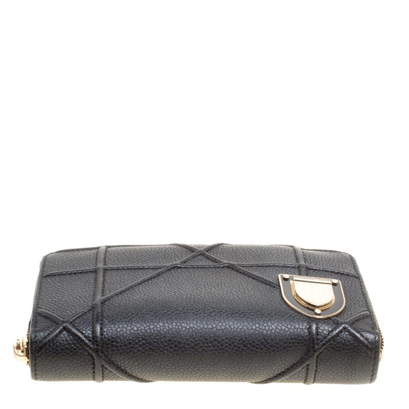 Dior Black Leather Diorama Zip Around Wallet 2