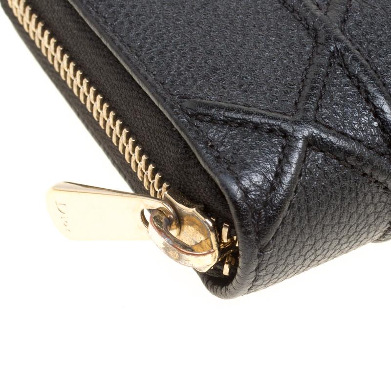 Dior Black Leather Diorama Zip Around Wallet 4