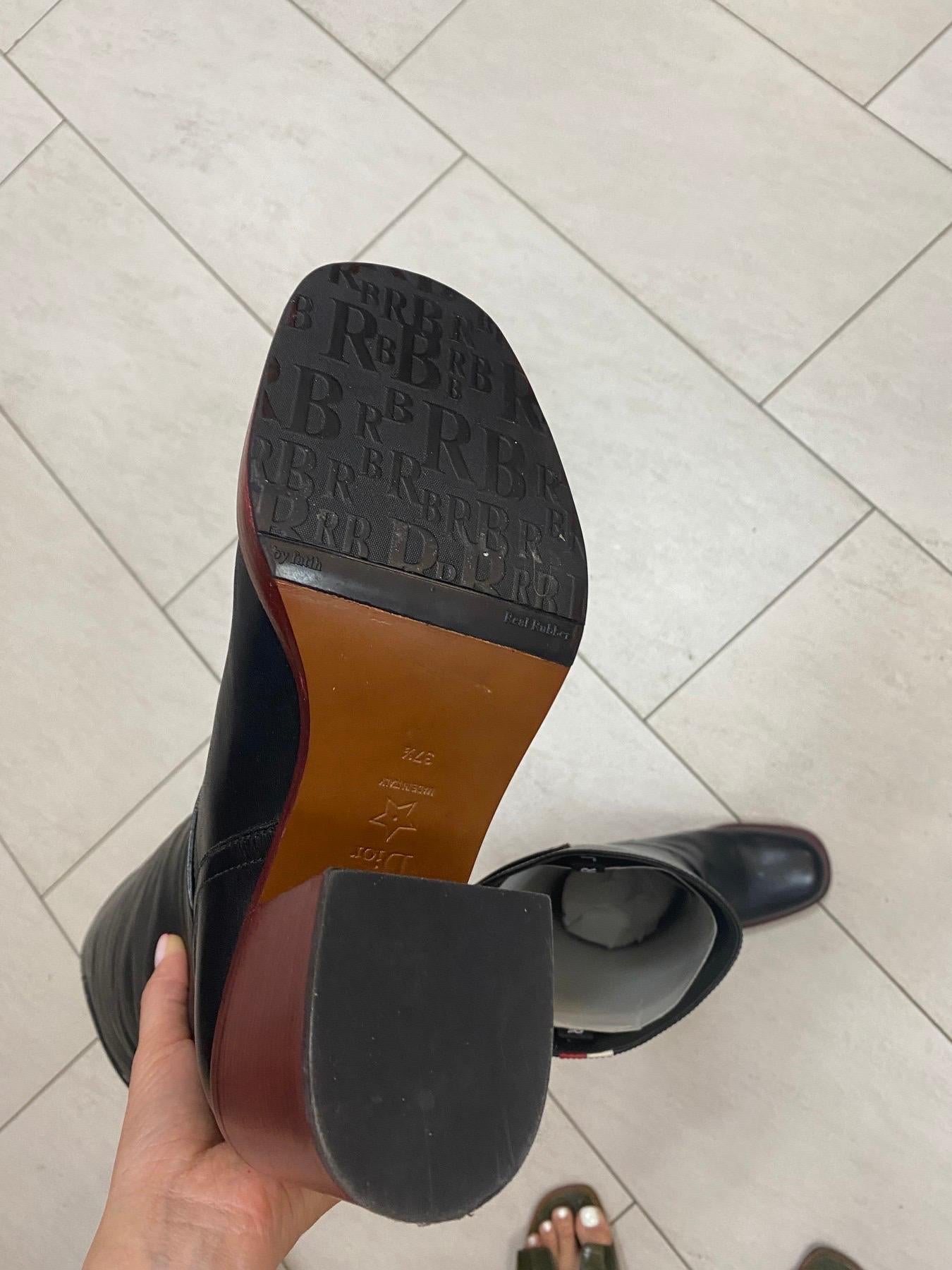 Dior Black Leather 'diorider' Tall Boots In Good Condition In Krakow, PL