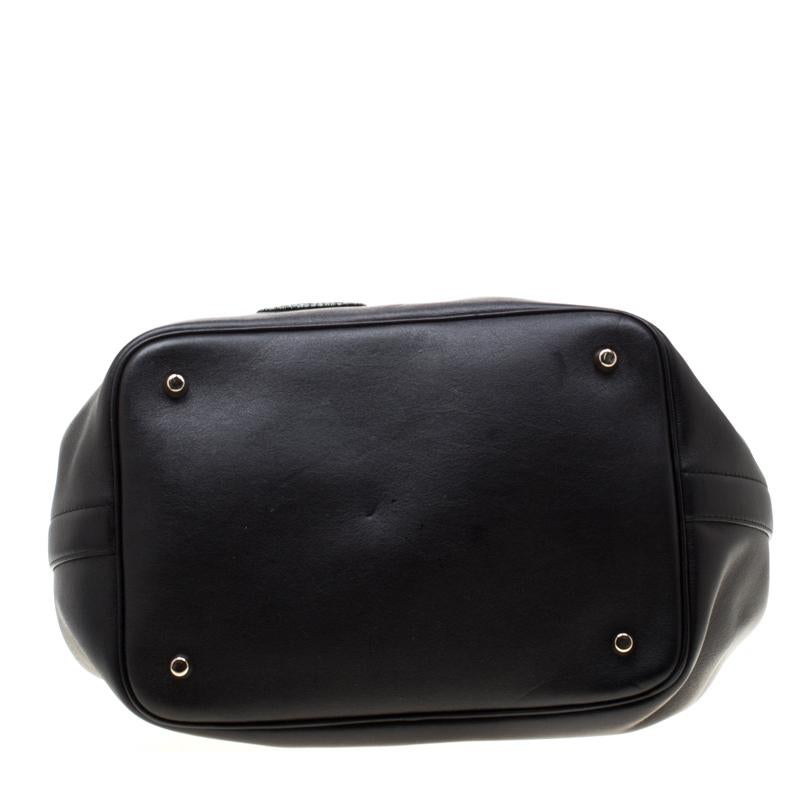 Women's Dior Black Leather Diorific Patch Bucket Bag