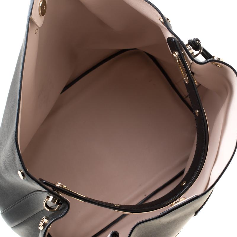 Dior Black Leather Diorific Patch Bucket Bag In Good Condition In Dubai, Al Qouz 2