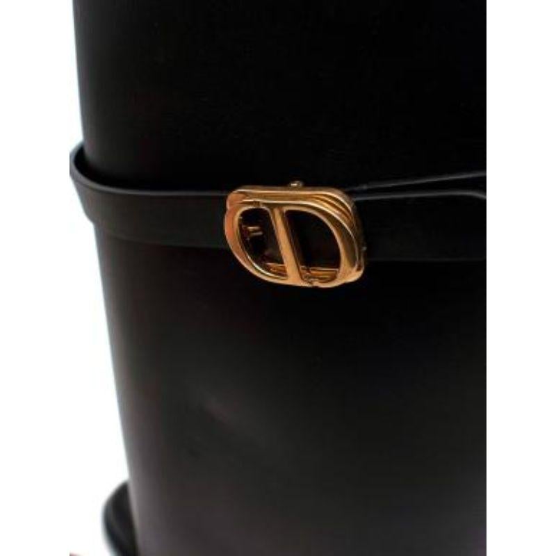 Dior Black Leather Empreinte Knee Boots For Sale 2