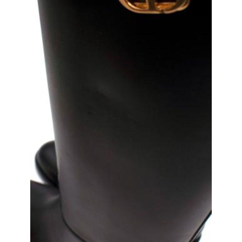 Dior Black Leather Empreinte Knee Boots For Sale 3