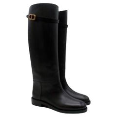 Dior Black Leather Empreinte Knee Boots