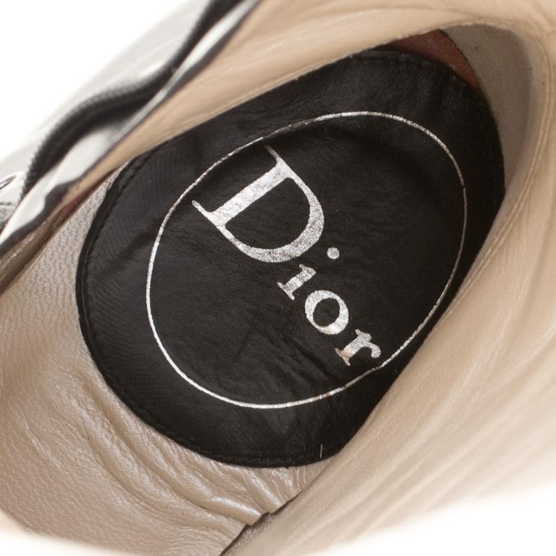 Dior Black Leather Eyelet Detail Pointed Toe Knee High Boots Size 40.5 For Sale 1