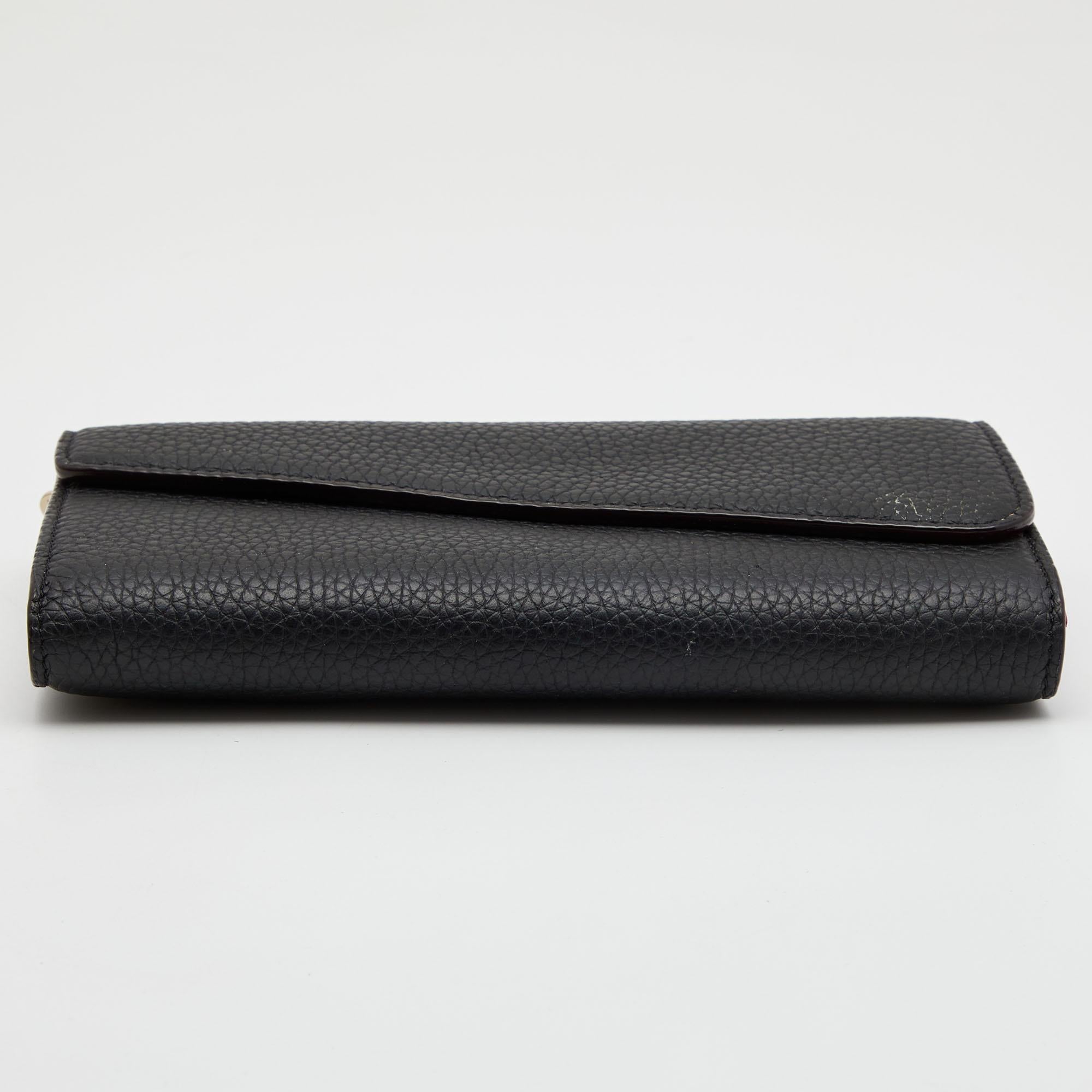 Women's Dior Black Leather Flap Continental Wallet