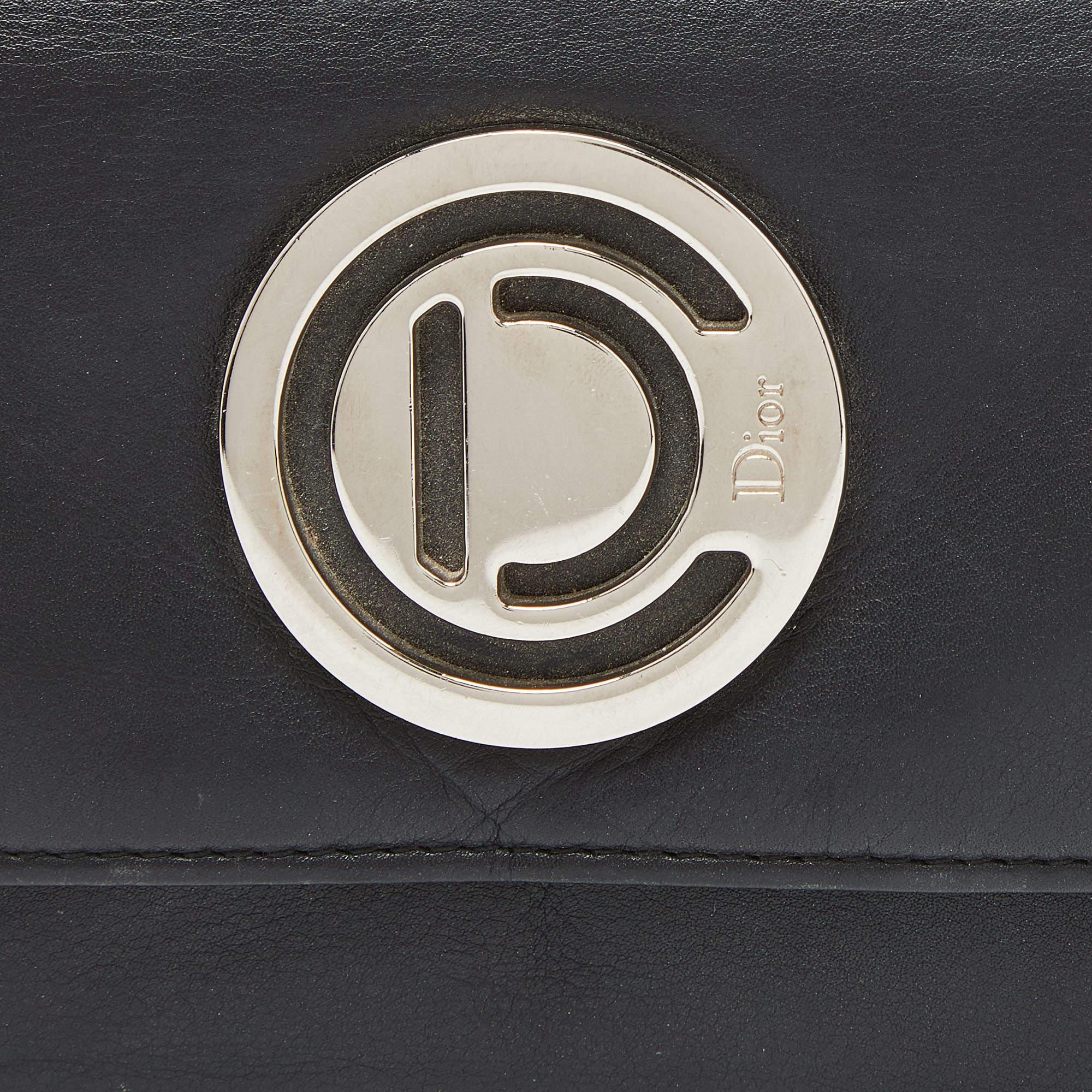 Dior Black Leather Flap Continental Wallet For Sale 1
