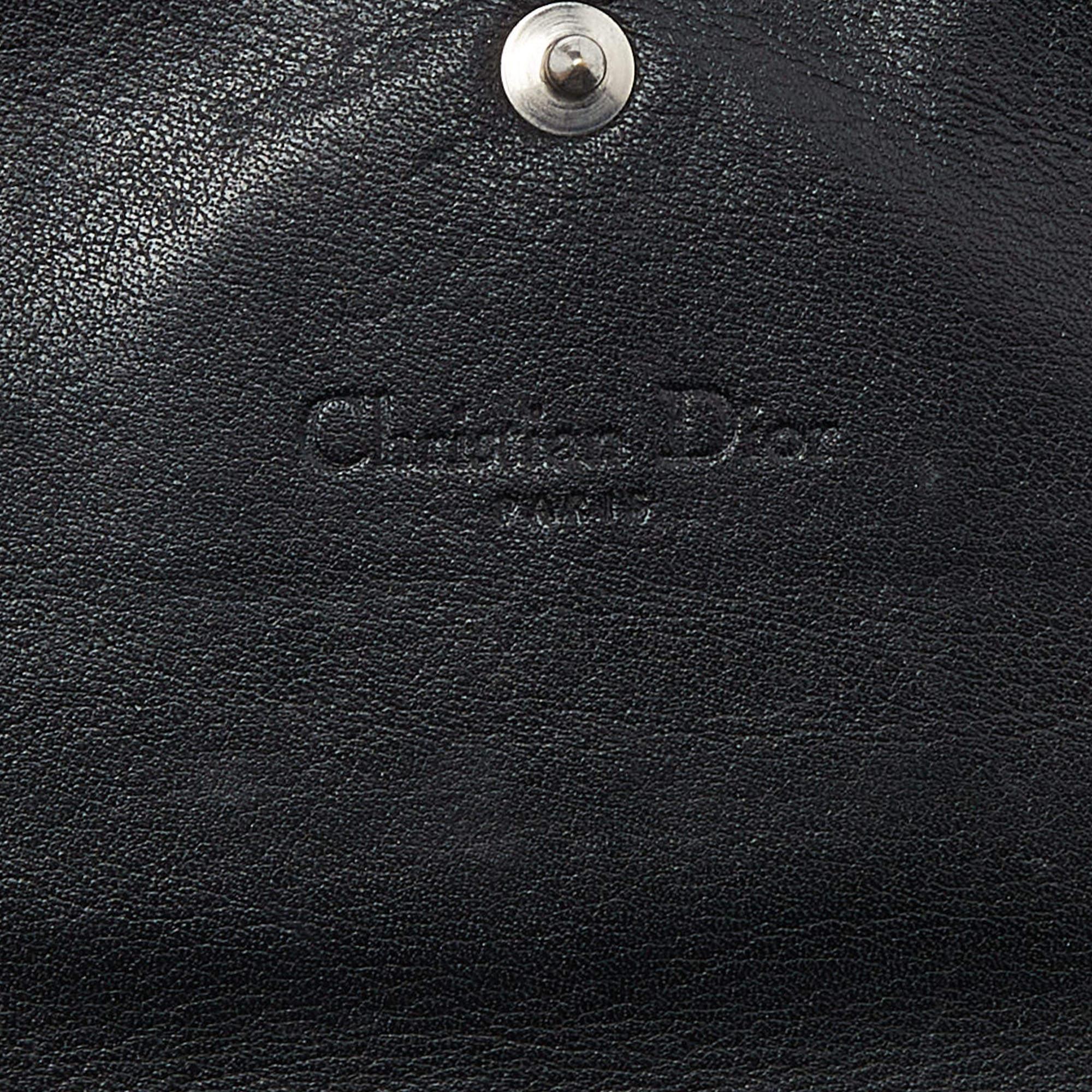 Dior Black Leather Flap Continental Wallet For Sale 4