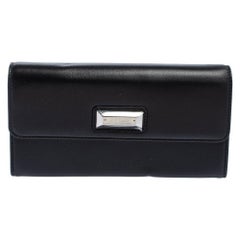 Dior Black Leather Flap Wallet