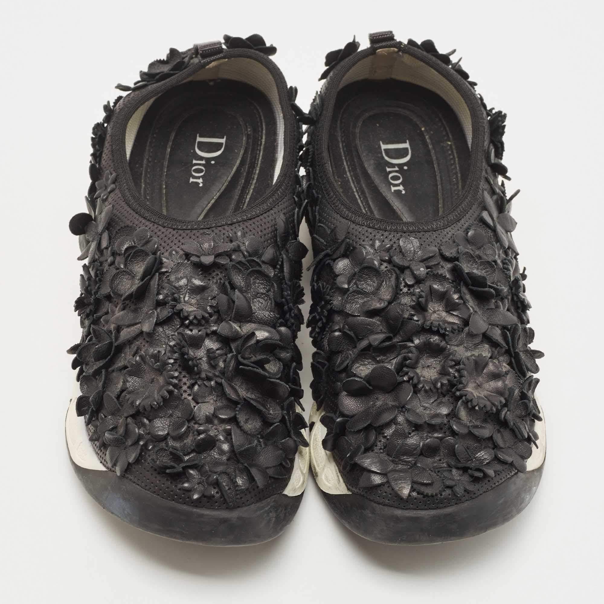Dior Black Leather Fusion Slip On Sneakers Size 37 In Good Condition For Sale In Dubai, Al Qouz 2