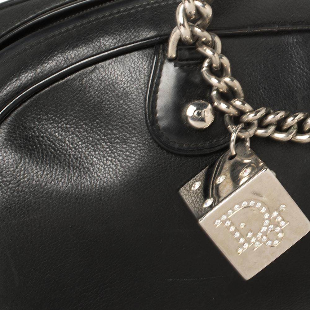 Dior Black Leather Gambler Dice Bowler Bag In Fair Condition In Dubai, Al Qouz 2