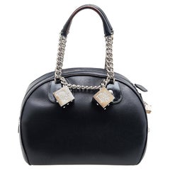 Dior Black Leather Gambler Dice Bowler Bag