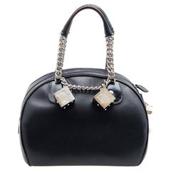 Dior Schwarze Gambler Dice Bowler-Tasche aus Leder