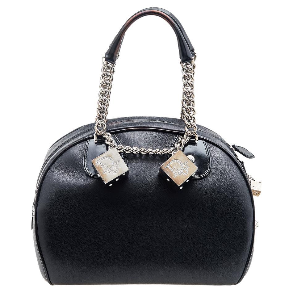 Dior Black Leather Gambler Dice Bowler Bag at 1stDibs