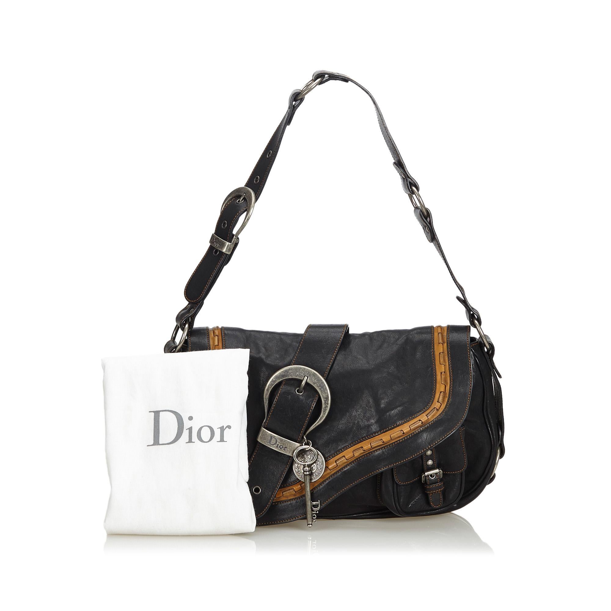 Dior Black  Leather Gaucho Saddle France w/ Dust Bag 6
