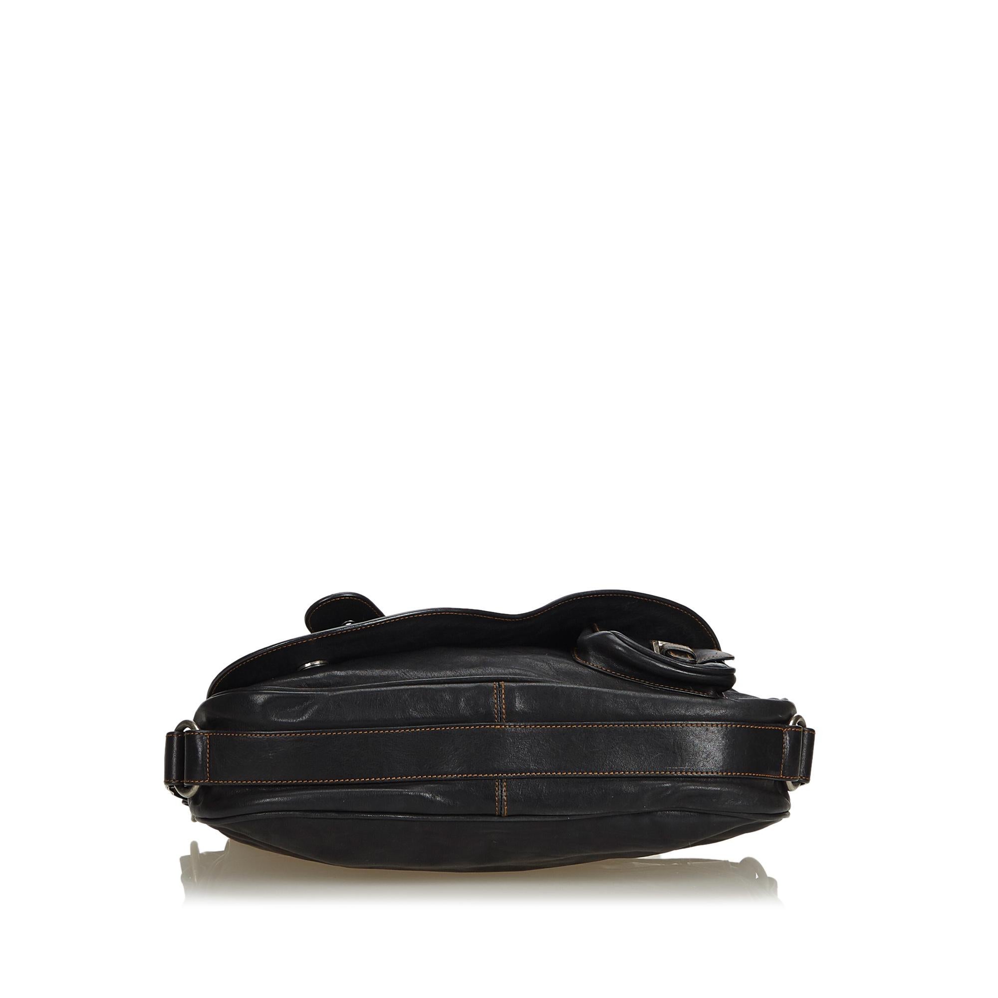 Dior Black  Leather Gaucho Saddle France w/ Dust Bag In Good Condition In Orlando, FL