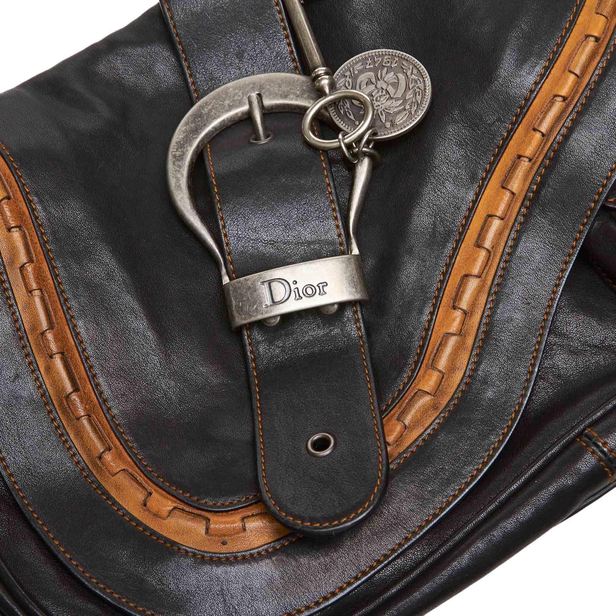 Dior Black  Leather Gaucho Saddle France w/ Dust Bag 4