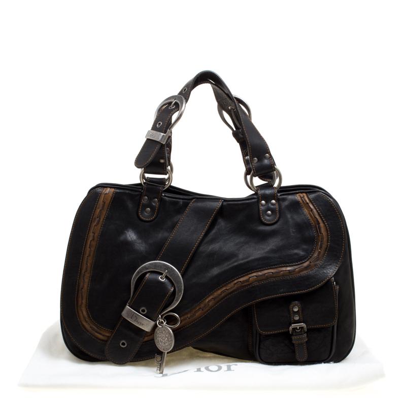 Dior Black Leather Gaucho Shoulder Bag 6